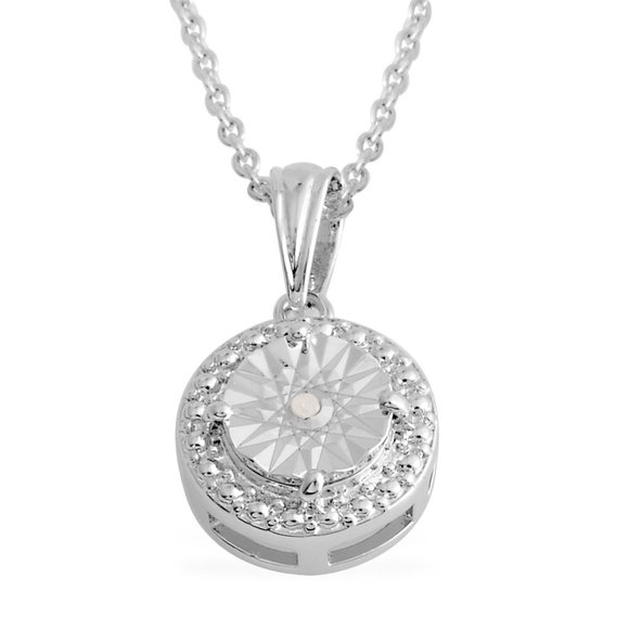 Rhodium over SS Diamond Pendant Necklace - Picture 1 of 3